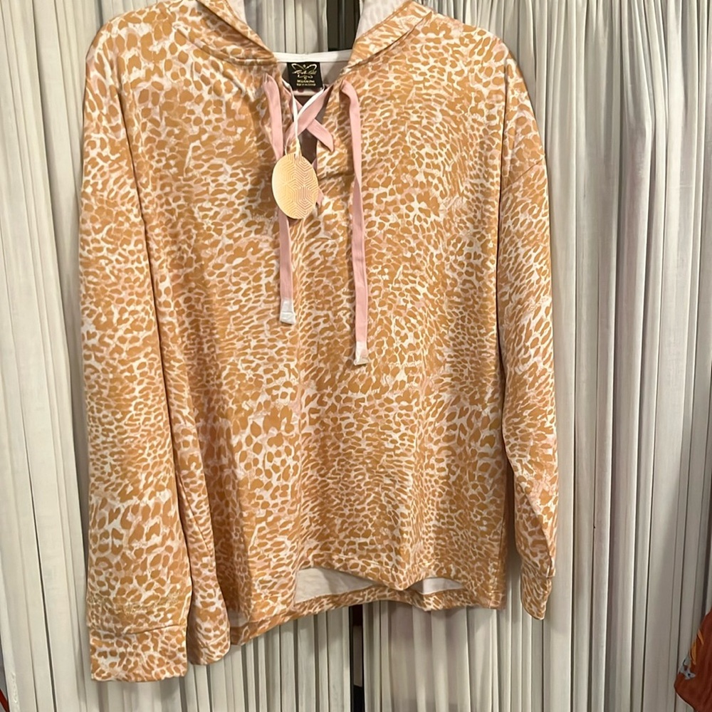 Leopard Print Hoodie in Tan and Cream